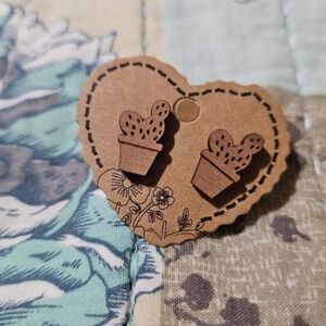 "pot It Like Its Hot" wooden Minimalist  earrings